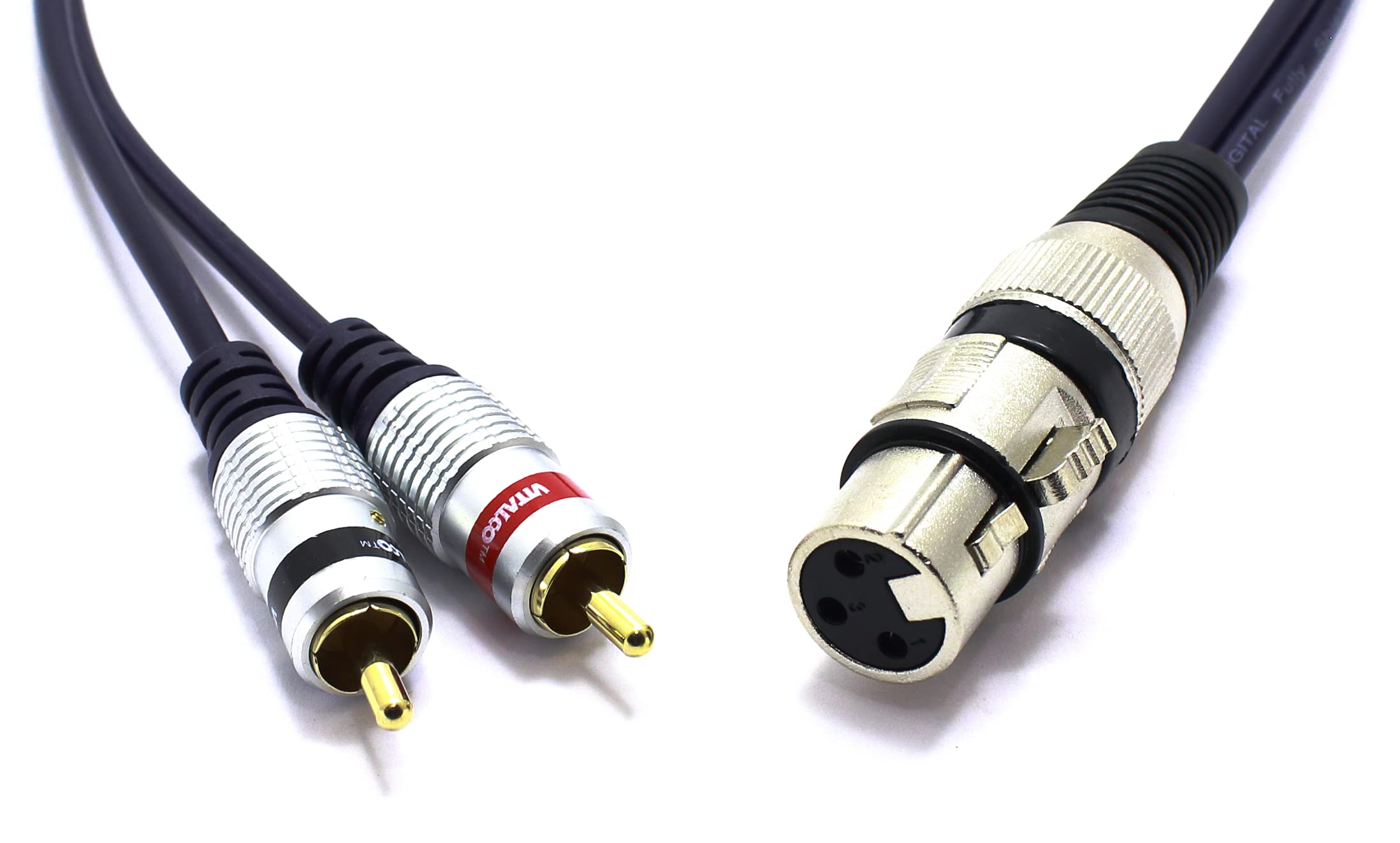 Vitalco XLR Female to 2x Cinch Stereo Cable, Microphone Cable, 3-Pin to Chinch Adaptor, 1.5 m