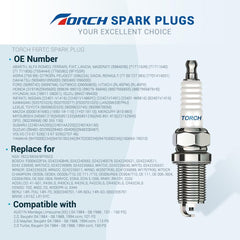 TORCH F6RTC Spark Plug Repalce for N GK BPR6ES Spark Plug, for Bos ch WR6DC WR7DC Spark Plug,for Cham pion RN9YC RN10YC Spark Plug,for Den so W20EPR-U,for MTD 951-10292/751-10292,OEM