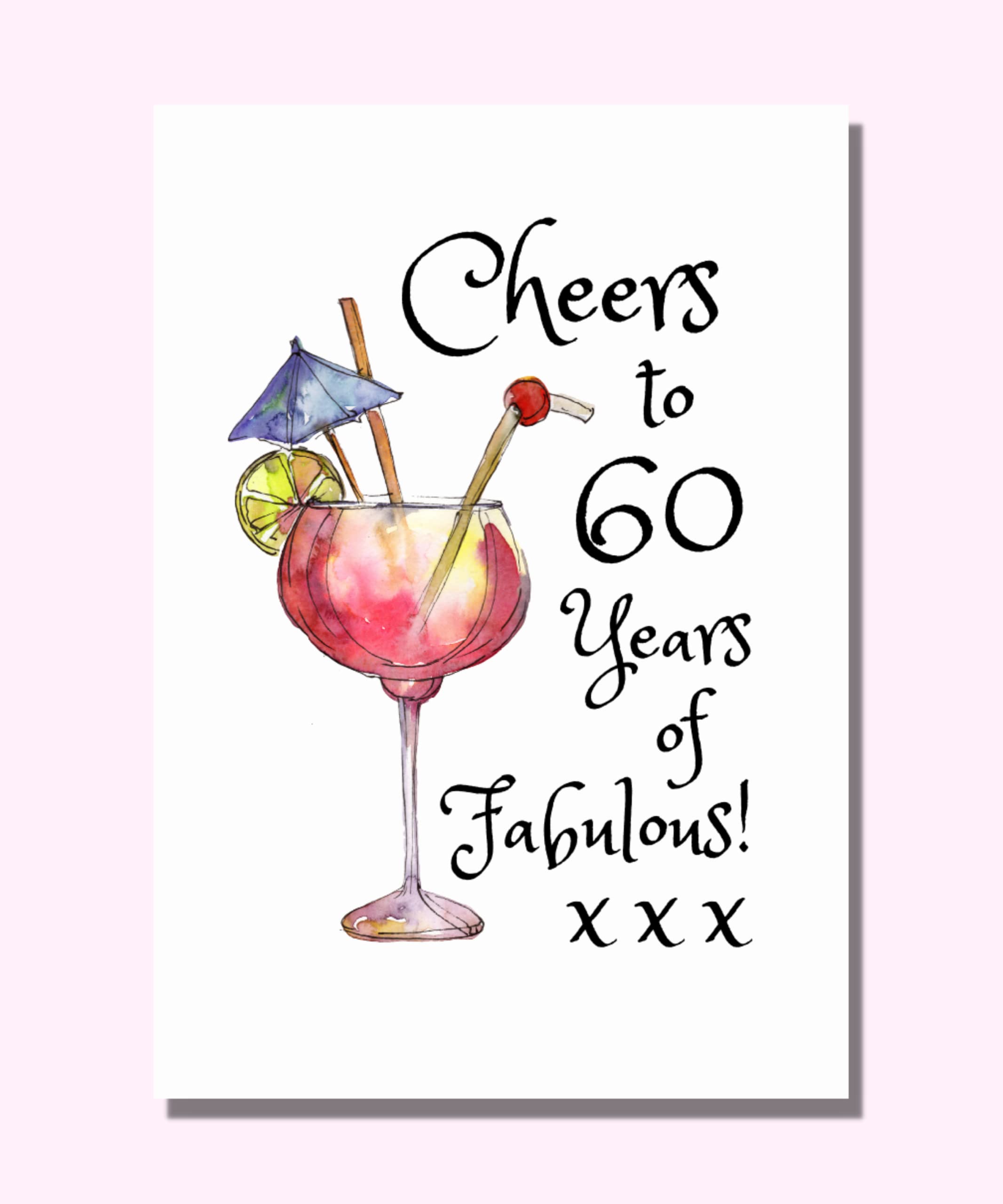 Cheers to 60 Years of Fabulous - Fun 60th Birthday Card For Women