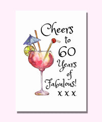 Cheers to 60 Years of Fabulous - Fun 60th Birthday Card For Women