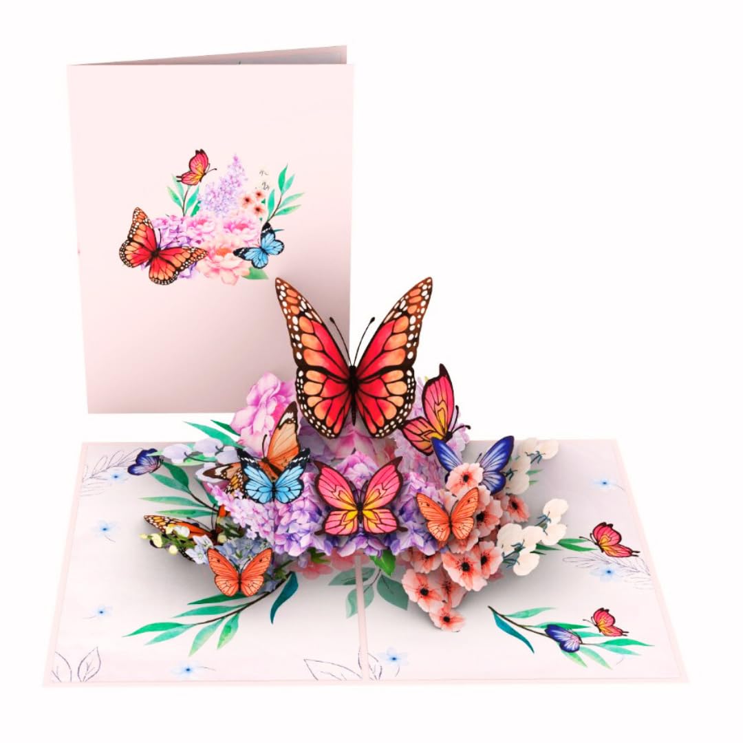 Three Dee Cards Charming Daisy & Butterfly Pop-Up Card – Perfect for Mother's Day, Birthdays, Anniversaries, and Celebrating Nature Lovers