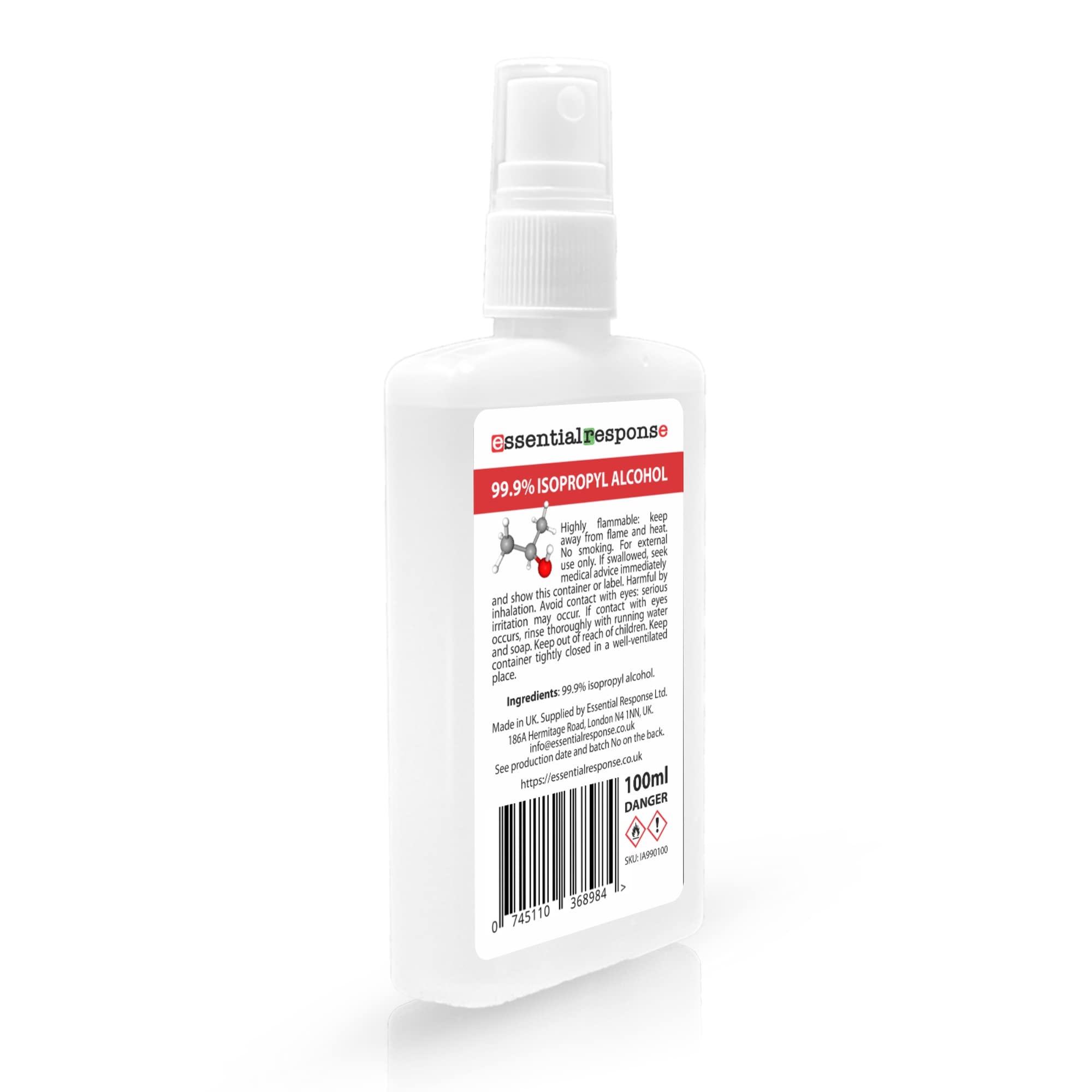 Isopropyl Alcohol 99.9% - Isopropanol - Rubbing Alcohol - 100ml Postal Bottle Spray Cap