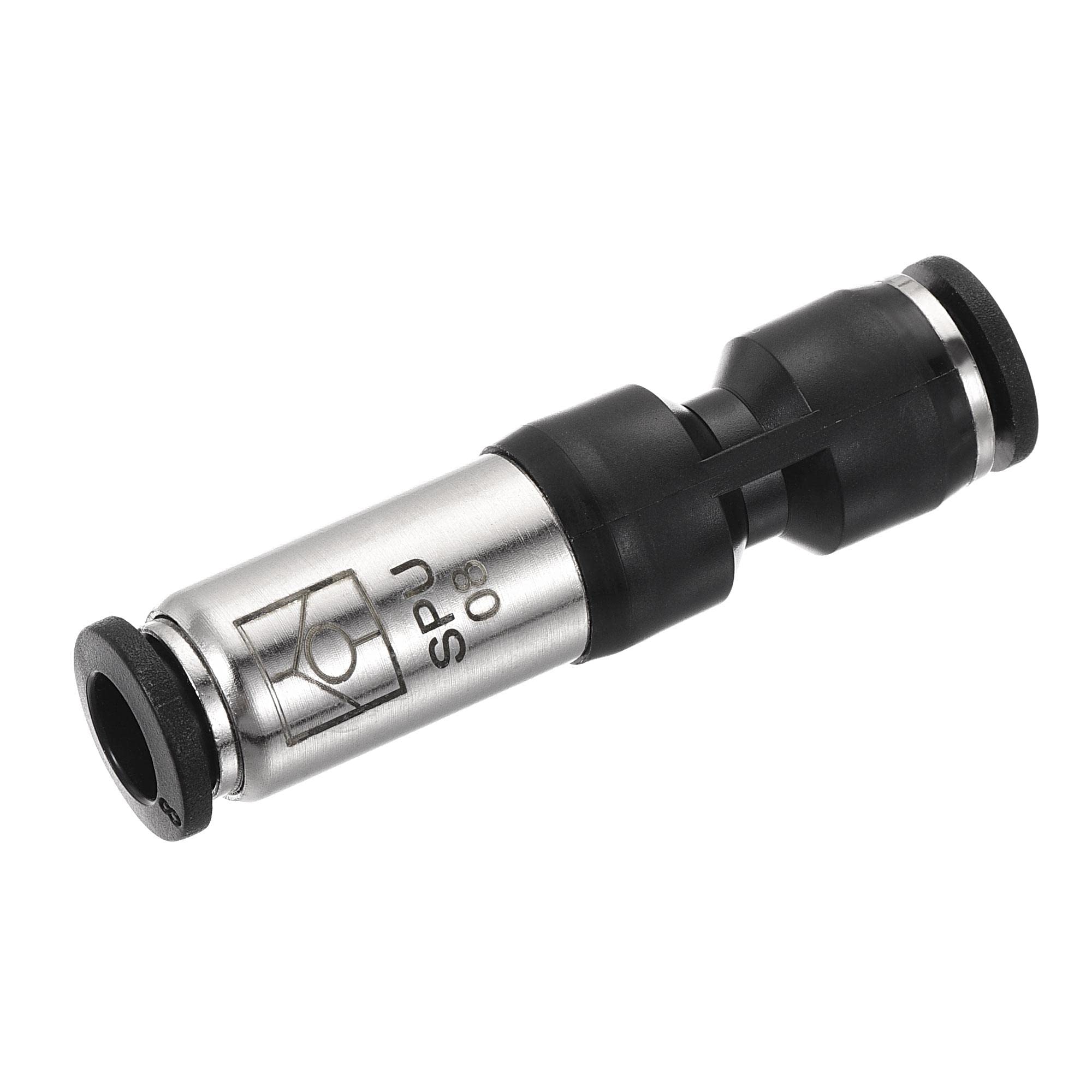 sourcing map Check Valve 8mm Inner Dia. Inline Air Tube Fitting Push to Connect Pneumatic Quick Connector for Vacuum Air Compressor Pump Black