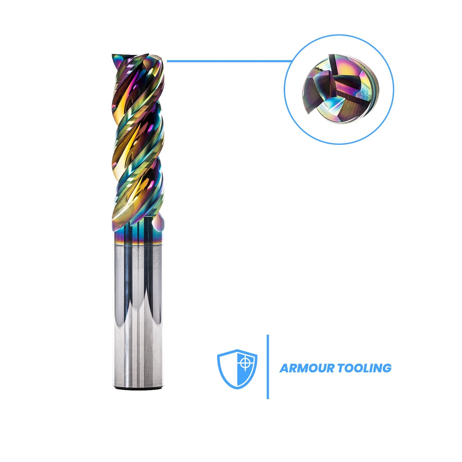 ARMOUR TOOLING - 8mm Tungsten Carbide End mill Bit - 3 Flute Sharp Corner Milling Cutter DLC coated - CNC Milling Tool - For Aluminium Roughing & Finishing