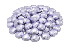 Luxury Milk Chocolate Hearts - For Wedding Favours, Anniversary, and Mothers Day - 30 Lilac Hearts