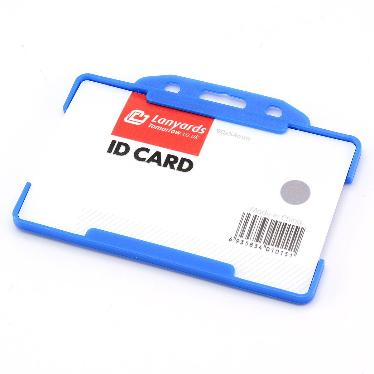 CKB LTD 10x Blue Single Sided Rigid Slide in Open Faced ID Card Badge Holders Horizontal/Landscape Identity Plastic Pass Protector - Holds a 86mm 54mm cr80 Credit Card Sized