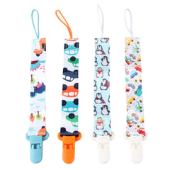 Zeayebsr Dummy Clip Boys, Pacifier Clips,Soother Clips, 4 Pack Pacifier Holders Leashes Set, Fits All Pacifiers Baby Teething Toys, Newborn Essentials, Baby Shower