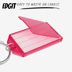 EDGIT 40 Pack Multi Design Key Tags with Labels - Key Rings with Labels in Convenient Storage Box, Key Fobs with Labels, Pets, Memory Stick, Keyrings with Labels