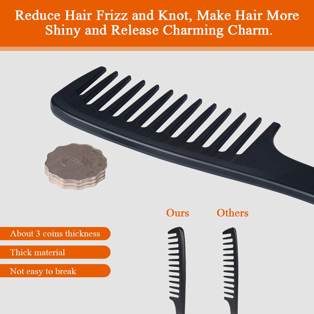 URAQT Hairdressing Combs Set, 3 Pack Wide Tooth Combs, Heat Resistant Anti-static Carbon Hair Brush Hair Comb for Long, Wet or Curly Hair Detangling