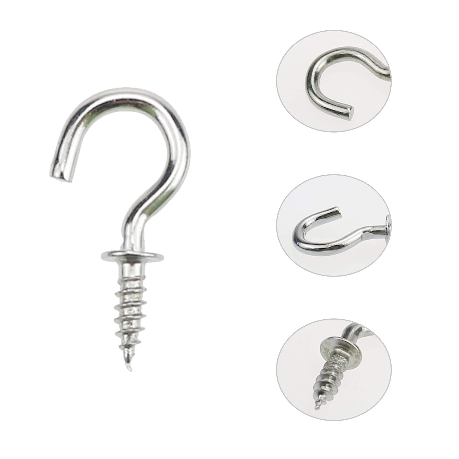 Mini Ceiling Screw Hooks, 200 Pieces 1/2 Inch Cup Hooks Screw-in Hooks for Hanging Plants Mug Arts Decorations, Silver