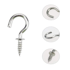 Mini Ceiling Screw Hooks, 200 Pieces 1/2 Inch Cup Hooks Screw-in Hooks for Hanging Plants Mug Arts Decorations, Silver