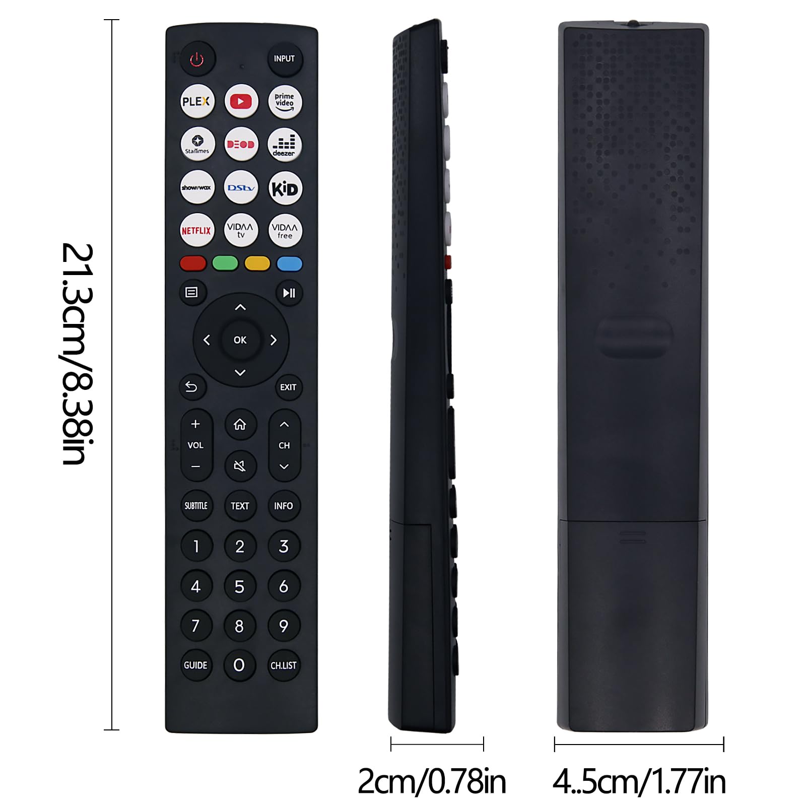 Universal Remote Control for Hisense TV Remote Control Replacement for Hisense VIDAA TV 40A4KV 32A4KV 43A4KV with TV Control Function, 12 Shortcut Buttons for Netflix, YouTube, Plex