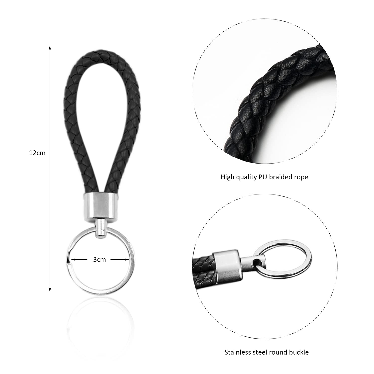 NINVVS 12-Leather Rope Keychain, Woven Keychain, Car Apartment Color Keychain, Neutral Keychain, Portable Keychain, Suitable for Men and Women (12-Color)