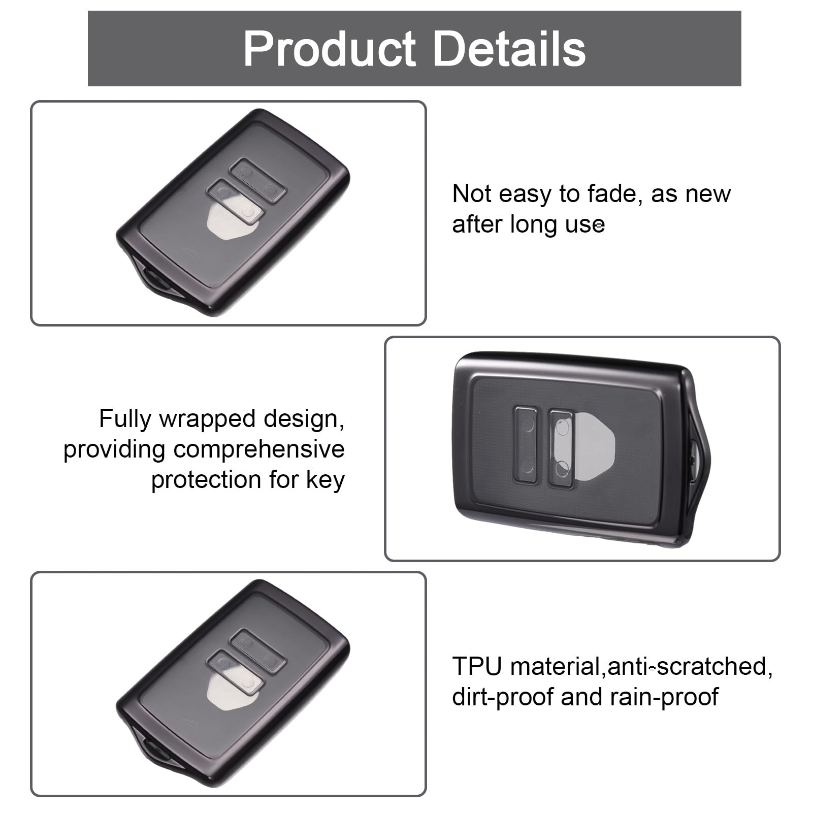 ORUZA Car Key Cover for Renau1t, 4 Buttons Car Key Fob for Renau1t, TPU Cover Shell with Keychian for Renau1t Clio Megane Koleos Kadjar Talisman Captur Espace Dacia Duster Black