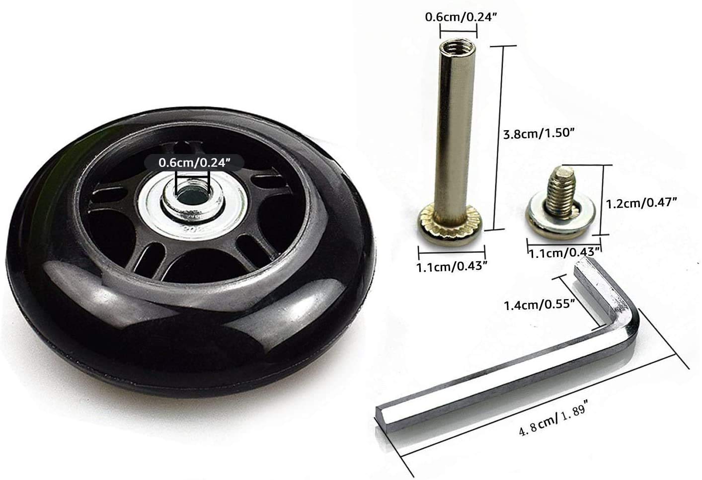 Lovetao Luggage Suitcase Wheels Replacement Kit 45x18mm/1.77 inchesx0.71 inches w/ABEC 608zz Inline Outdoor Skate Replacement Wheels, One Set of (2) Wheels (OD:45 W:18 ID:6 Axles:30&35)