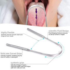 3 Kinds Tongue Scraper Gift Set,Stainless Steel Tongue Cleaners with Case Fresh Breath Restored Taste