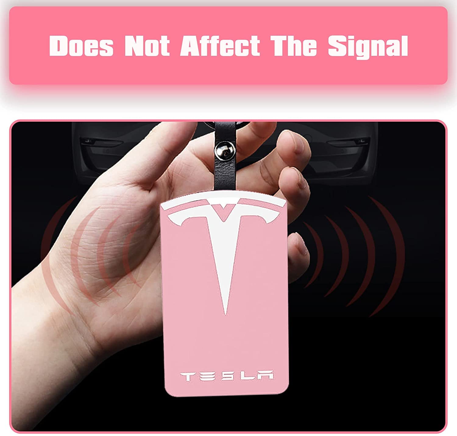 XINRISHENG Tesla Key Card Holder for Model 3 and Model Y Silicone Protector Key Chain Logo Pattern Car Accessories (pink)