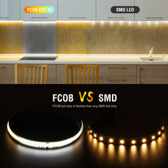 BTF-LIGHTING FCOB SPI COB CCT Flexible High Density Uniform Chasing Color Tunable LED Strip CRI 90and WS2811 IC 3000K-6000K 5M 576LEDs/m 10W/M DC24V IP30(No Power Adapter and Controller)