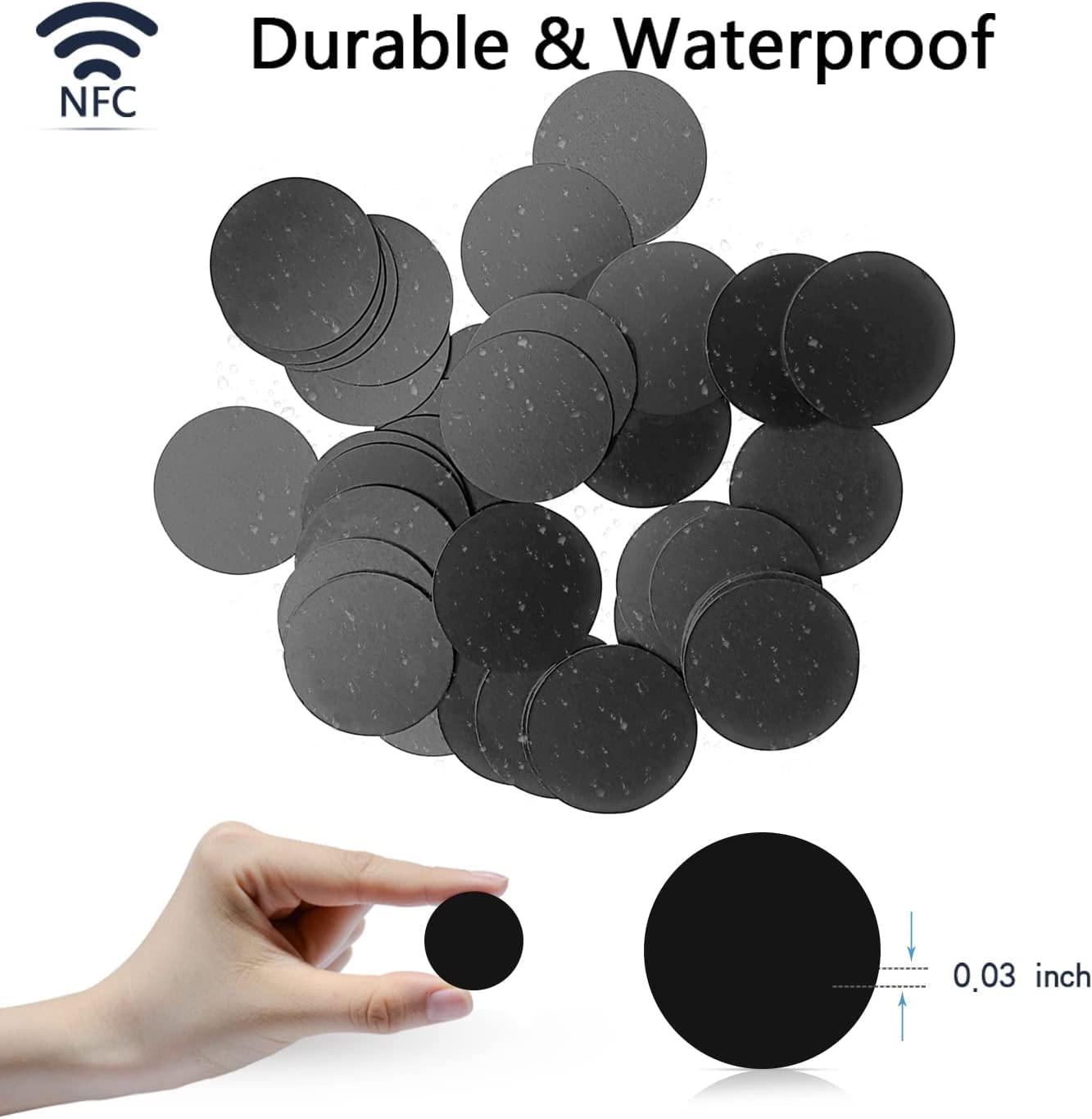 30pcs NFC Tags NTAG215 Black NFC Cards Round 25mm(1inch) NFC Cards, Blank NFC 215 NFC Coin Cards,504 Bytes Programmable,Compatible Android iPhone and NFC Enabled Mobile Devices