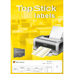 TopStick 8774 Parcel Shipping Paper Labels, 2 Labels Per A4 Sheet, 199.6 x 143.5 mm, 200 Labels, Self Adhesive, Stickers for Laser and Inkjet Printers, White