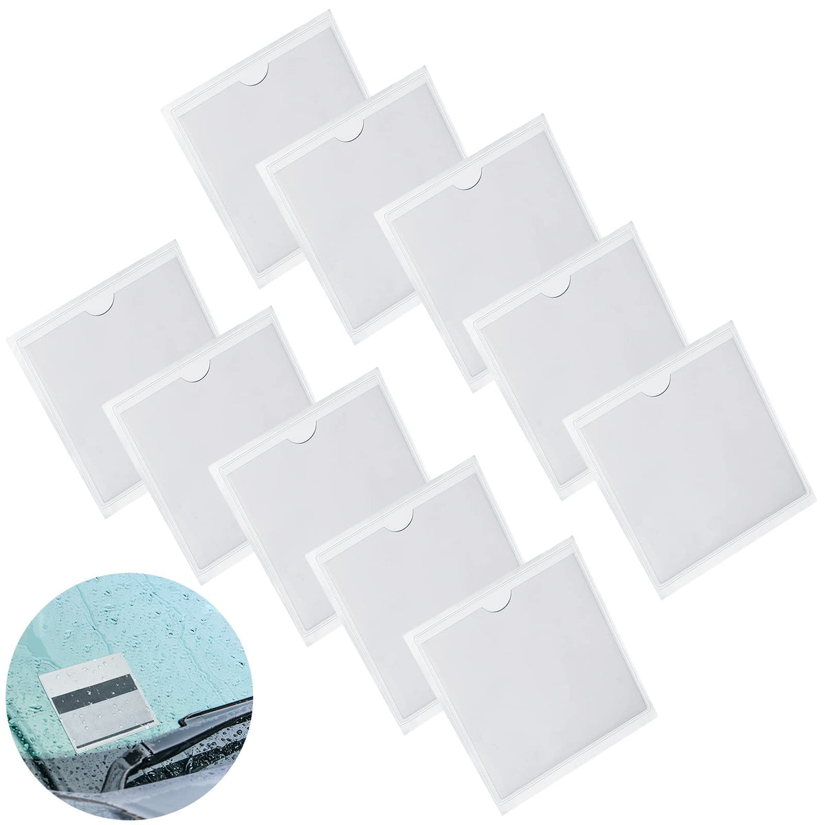 10 Pack Parking Permit Holder, Ticket and Note Holders for Car, Van, Caravan Windscreen（105 x 105 mm）