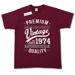 My Generation T-Shirts Vintage Year - Aged to Perfection - 50th Birthday Gift   Present Mens T-Shirt Burgundy 2XL