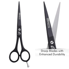 PromaxFit Hairdressing Scissors – Barber Scissors for Hair Cutting – Professional Hair Scissors with Adjustable Screws – Black Stainless Steel Hair Cutting Scissor – Hairdressing scizzors with Comb