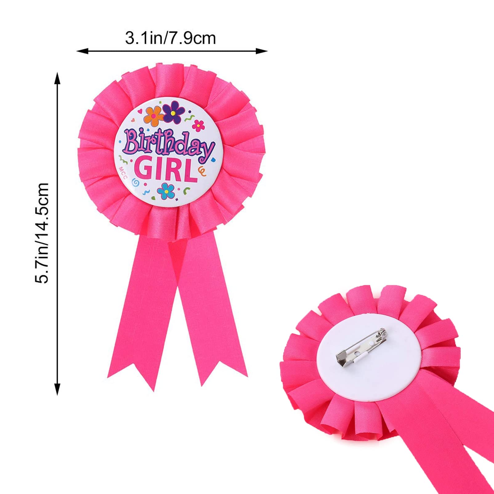 Maggidea Birthday Girl Rosette Badge Pink Birthday Girl Award Ribbon Badge Birthday Girl Decorations for Kids Girls Birthday Party Decoration Supplies