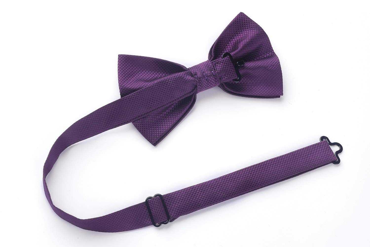 HISDERN Dark Purple Bow Ties Men Pre-tied Bow Tie and Pocket Square Set Formal Solid Color Bowtie and Handkerchief for Wedding Party Banquet