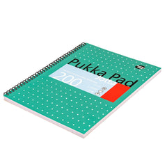 Pukka Pad, A4and Metallic Jotta Book 1 Pack –22.5 x 29.6cm–Wirebound Notebook with 8mm Lines and 80GSM Paper –Features 4-Hole Punch Margins and Perforated Edges -200 Pages, Green