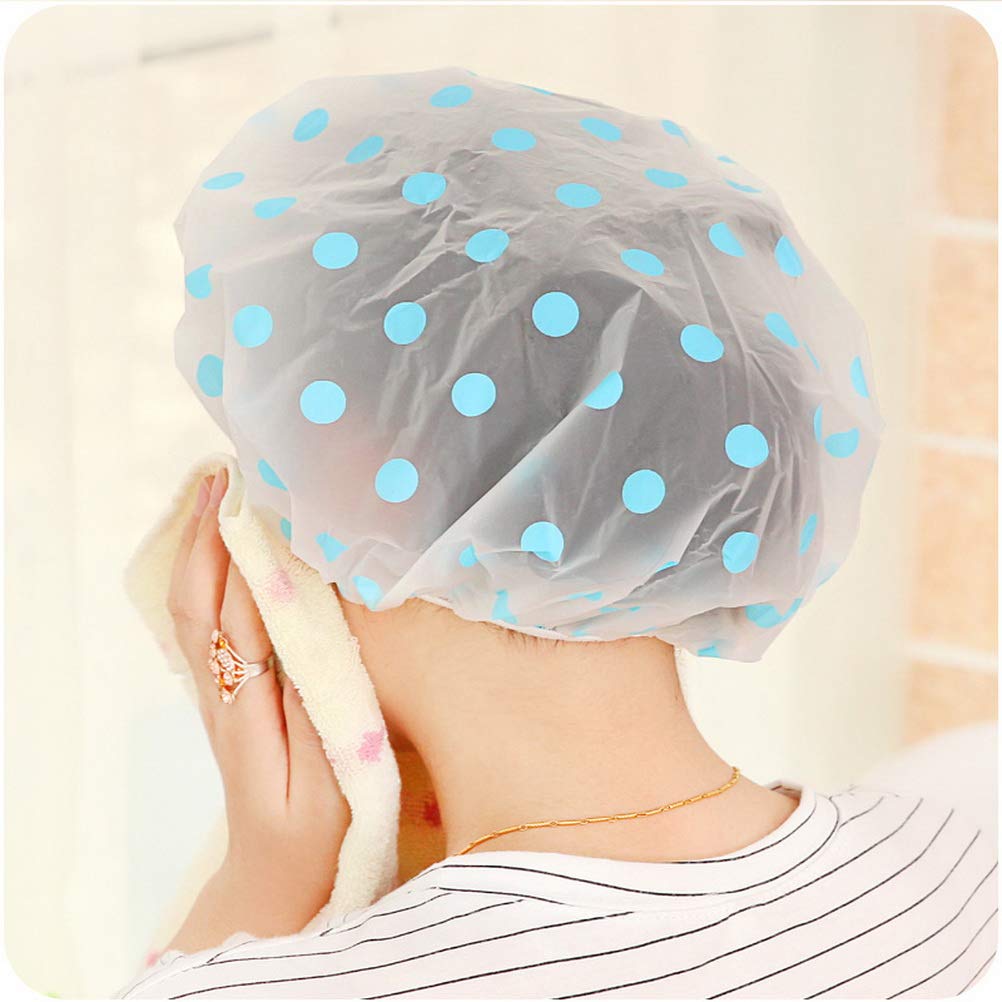 6 Pack Shower Caps for Women, Waterproof Shower Caps Reusable Shower Hats Elastic Hair Bath Caps for Ladies Spa Salon