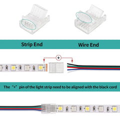 HOMELYLIFE 10 Pcs 5 Pin 12mm LED Strip Connectors Solderless with 16.4ft Extension Cable 5 Conductor for Waterproof or Non-Waterproof 12mm Wide RGBW RGBWW LED Strip Lights