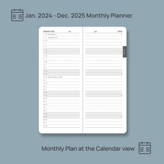POPRUN 2 Year Month to View Pocket Diary 2024-2025 17.5x8 cm (24 Months: Jan'24 - Dec'25) Slim Monthly Planner 24-25, 4 Pages per Month, 144 Pages, PU Leather Hardback(Claret)