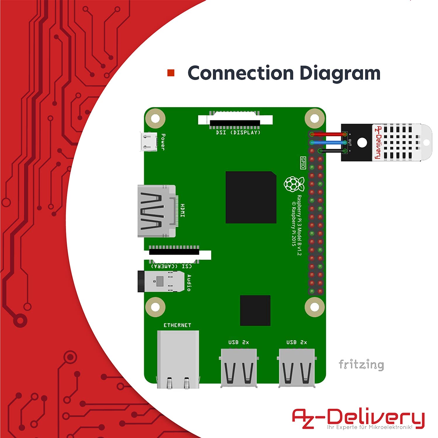 AZDelivery 3 x Temperature and Humidity Sensor Module with Cable Compatible with DHT22 Compatible with AM2302 Compatible with Arduino and Raspberry Pi including E-Book!