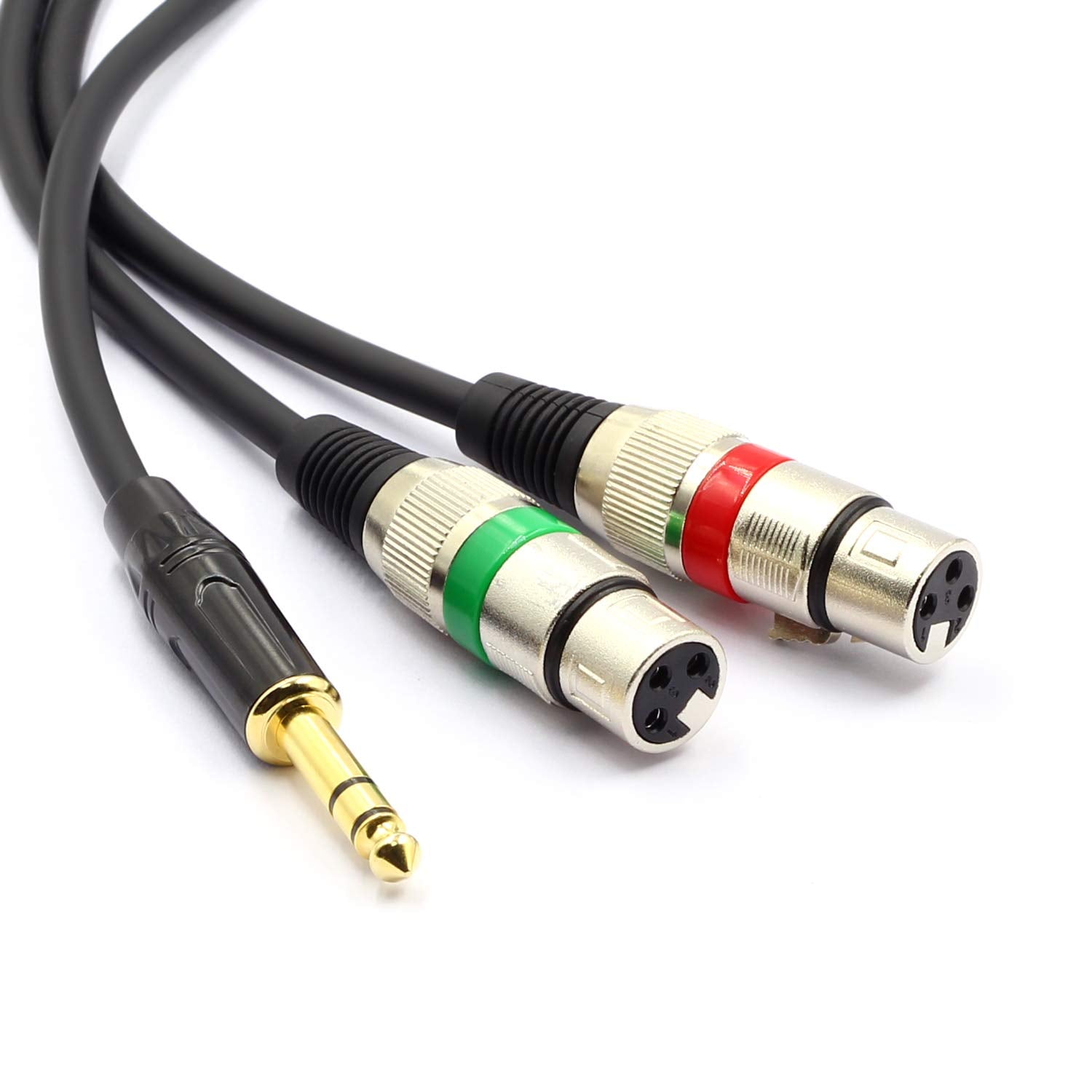 SiYear 6.35mm (1/4inch) TRS Male Plug to Dual XLR Female Microphone Stereo Unbalanced Audio Converter Adapter Y Splitte Cable Cord （5Feet))