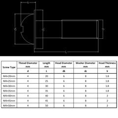 WELLOCKS Cabinet Pulls Knobs Screws M4×30mm 30 PCS, Machine Handle Screws Pan Washer Head Metal Phillips Screws Kit for Cabinet Drawer Cupboard Closet Furniture (D15030)