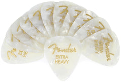 Fender 351 Shape Premium Picks, Extra Heavy, White Moto, 12 Count