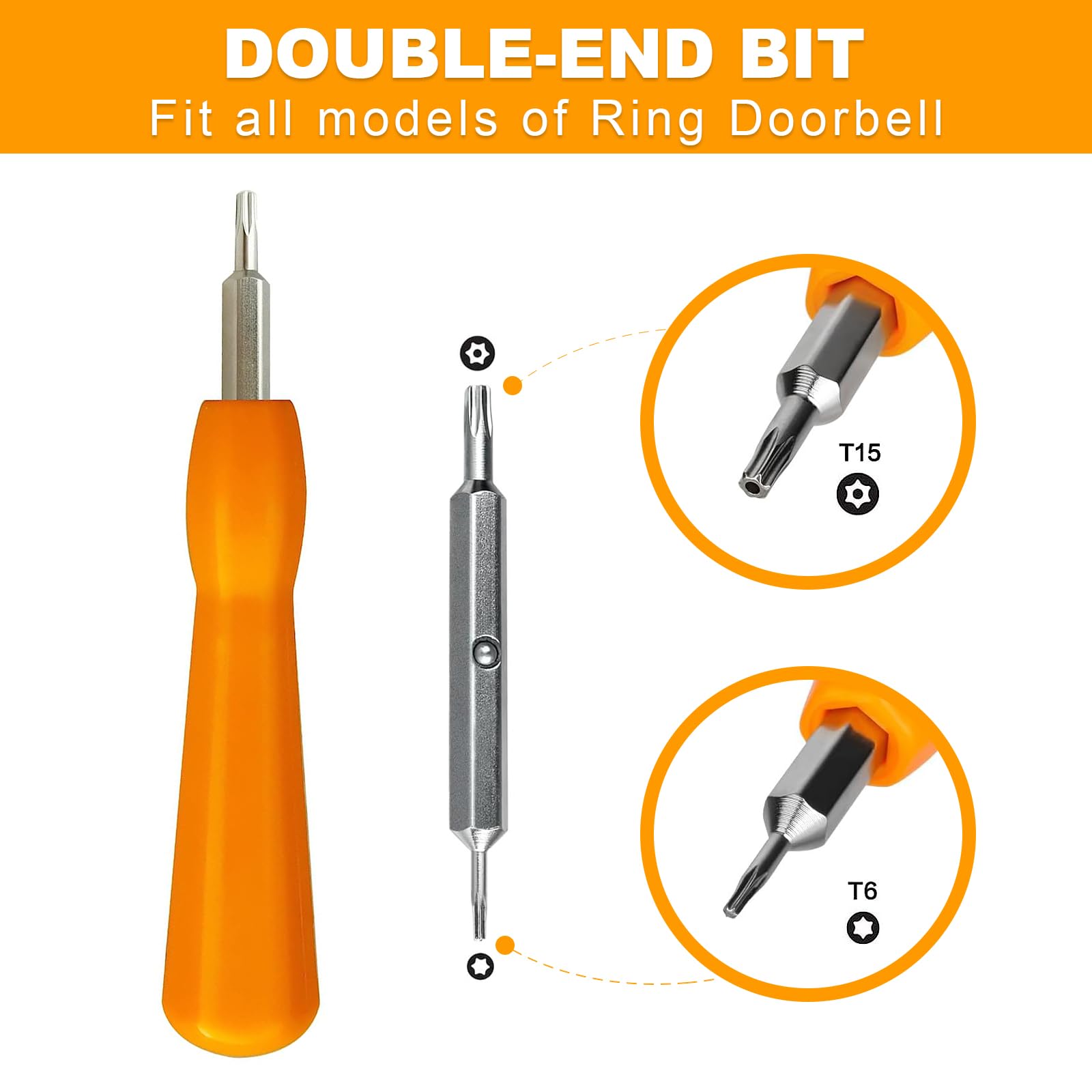 Doorbell Screwdriver Replacement, Screwdriver Kit 5 Types of Spare Screws, Double-Ended T6 T15 Compatible with 2nd Generation Video Doorbell, Doorbell 2, Pro and Elite, Doorbell Screwdrivers