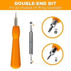 Doorbell Screwdriver Replacement, Screwdriver Kit 5 Types of Spare Screws, Double-Ended T6 T15 Compatible with 2nd Generation Video Doorbell, Doorbell 2, Pro and Elite, Doorbell Screwdrivers