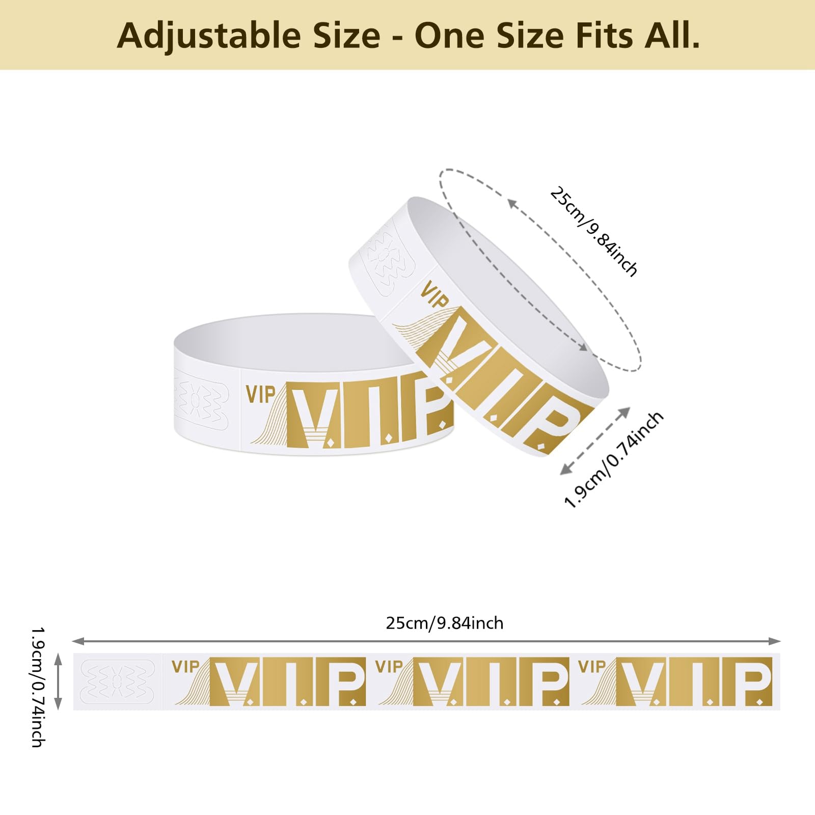 ASTARON Paper VIP Wristbands for Events 300 Pcs Gold Event Wristbands Waterproof Bracelets VIP Wristbands for Nightclubs Waterparks Lightweight Concert Wristbands