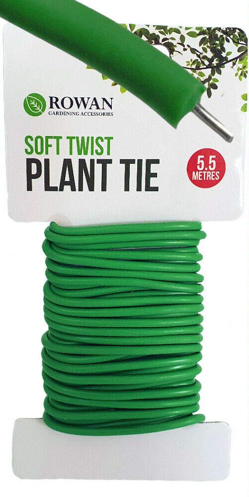 5.5m Soft Twist Ties for Plant Support, Reusable Weatherproof Long Thick Green Rubberised Wire for Gardening, Climbing Plants, Tomato, Vines, Shrubs and Flowers (5.5m Soft Twist Plant Tie)