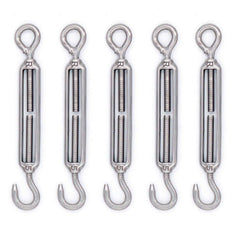 Eidoct 5 Pcs Stainless Steel 304 Turnbuckle Wire Rope Cable Tension (M5 Hook & Eye)