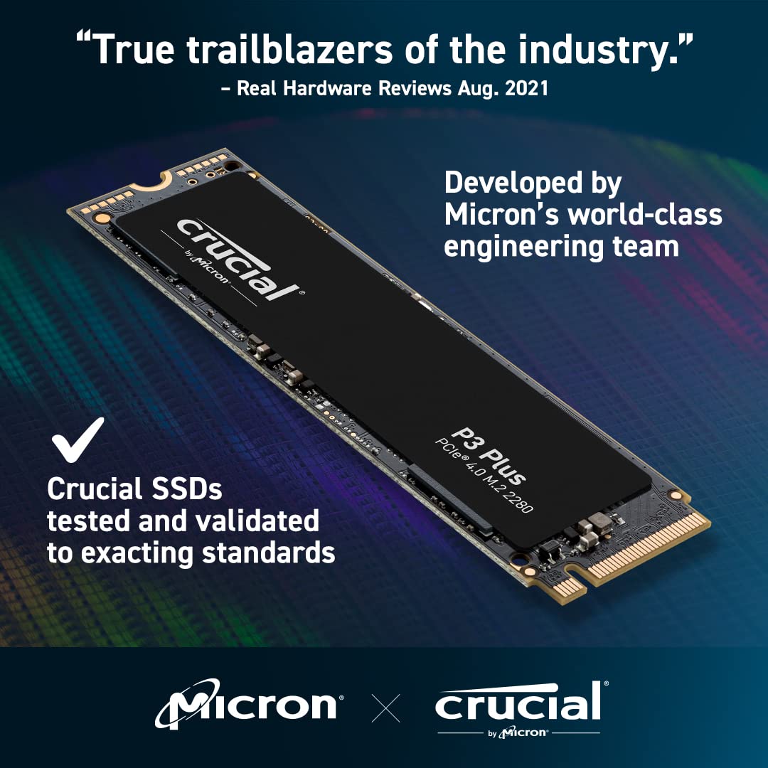 Crucial P3 Plus 1TB M.2 PCIe Gen4 NVMe Internal SSD - Up to 5000MB/s - CT1000P3PSSD8