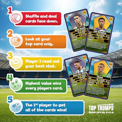 Top Trumps World Football Stars Top 200 Card Game Pack 1, Play with Lionel Messi, Sadio Mane, Mac Allister, Ederson and Jamal Musiala, educational gift for ages 6 plus