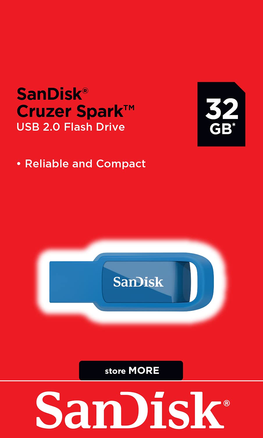 SanDisk Cruzer Spark 32GB USB 2.0 Flash Drive - Blue