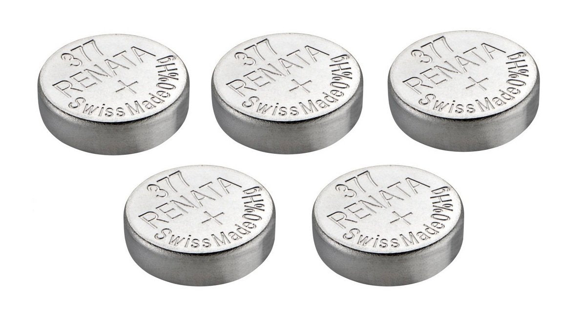 Renata Watch Battery Swiss Made Renata 377 or SR626SW OR AG4 1.5V (5 x 377 or SR 626 SW)