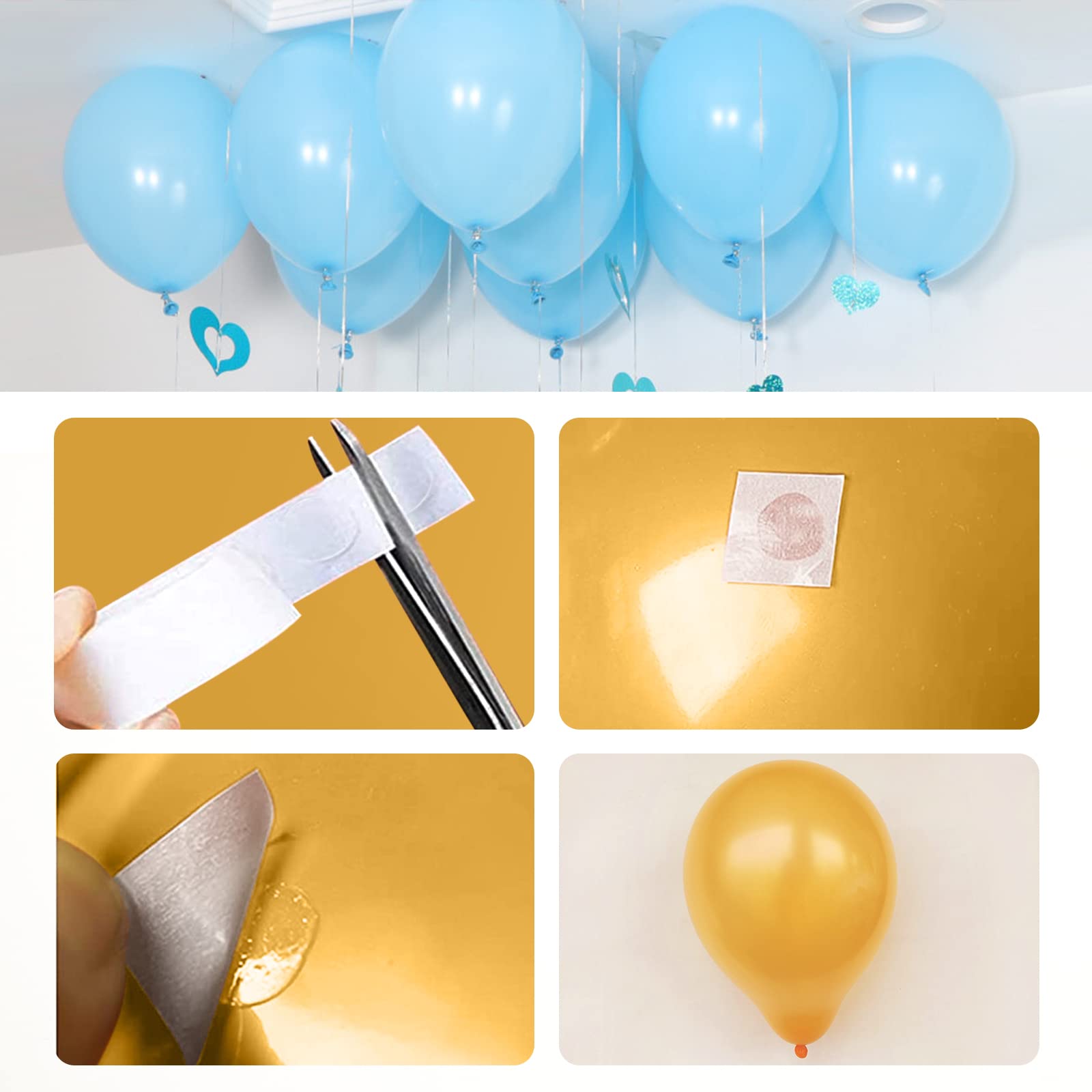 DONQL Balloon Garland Arch Kit,Balloon Garland Strips Tapes Set,2 Rolls 16 Feet Balloon Arch Tape 10Pcs Balloon Flower Clips 200 Glue Point Stickers,Balloon Accessories for Birthday Wedding Decoration