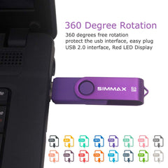 SIMMAX 64GB Memory Stick USB 2.0 Flash Drives Swivel Thumb Drive Pen Drive (64GB Purple)