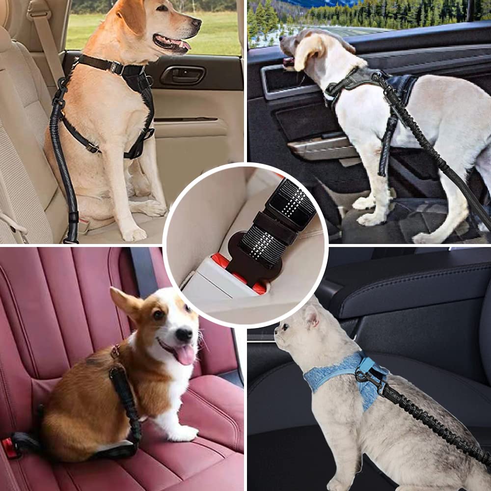 Dog Car Harness, Dogs Car Seat Belts 53cm Dog Safety Seat Belt Adjustable with Elastic and Safety Buckle of Car Travel Accessories for Pets (Black)