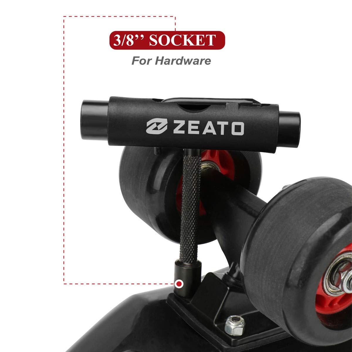 Zeato All-in-One Skate Tools Multi-Function Portable Skateboard T Tool Accessory with T-Type Allen Key and L-Type Phillips Head Wrench Screwdriver, Upgrade-Black